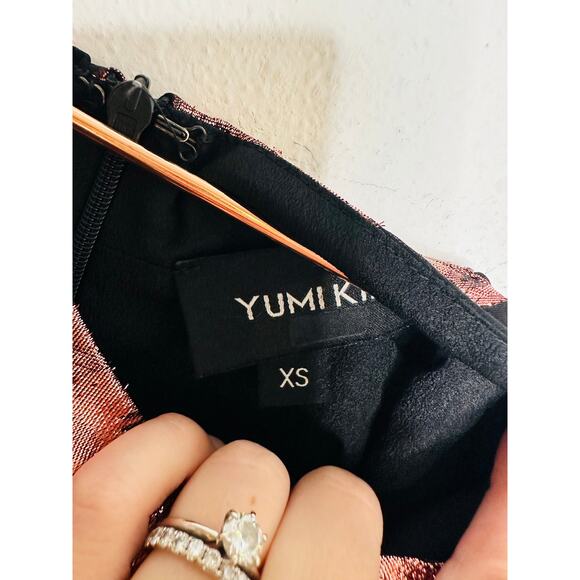 YUMI KIM Metallic Floral Princess Sleeve Flowy Hemline Long Dress Size XS - Picture 8 of 10